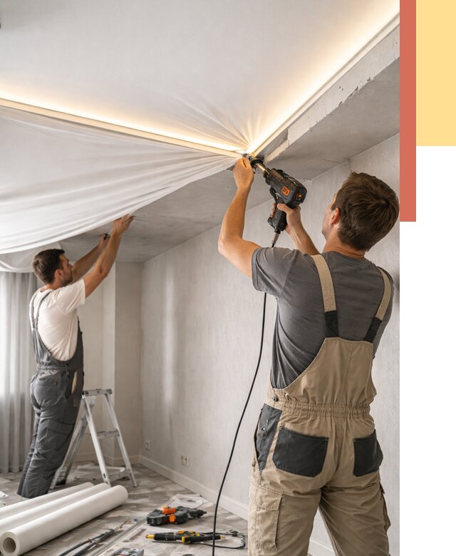 Монтаж натяжного потолка с подсветкой в Фурманове от 968 руб. | ОТДЕЛОЧНИК-Фрв