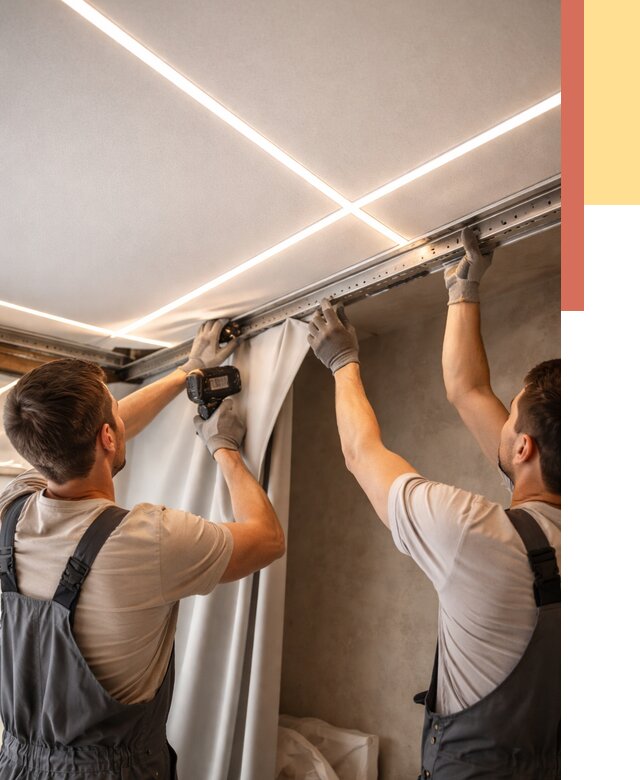 Монтаж натяжного потолка со световыми линиями в Фурманове от 1223 руб. | ОТДЕЛОЧНИК-Фрв