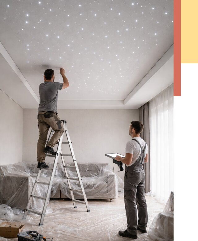 Монтаж натяжного потолка «звездное небо» в Фурманове от 6622 руб. | ОТДЕЛОЧНИК-Фрв