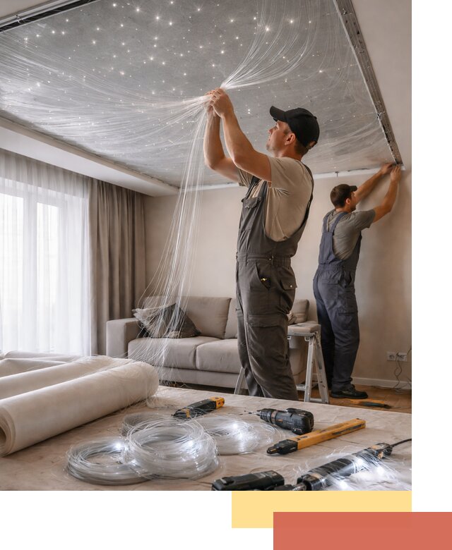 Монтаж натяжного потолка «Звездное небо» в Фурманове