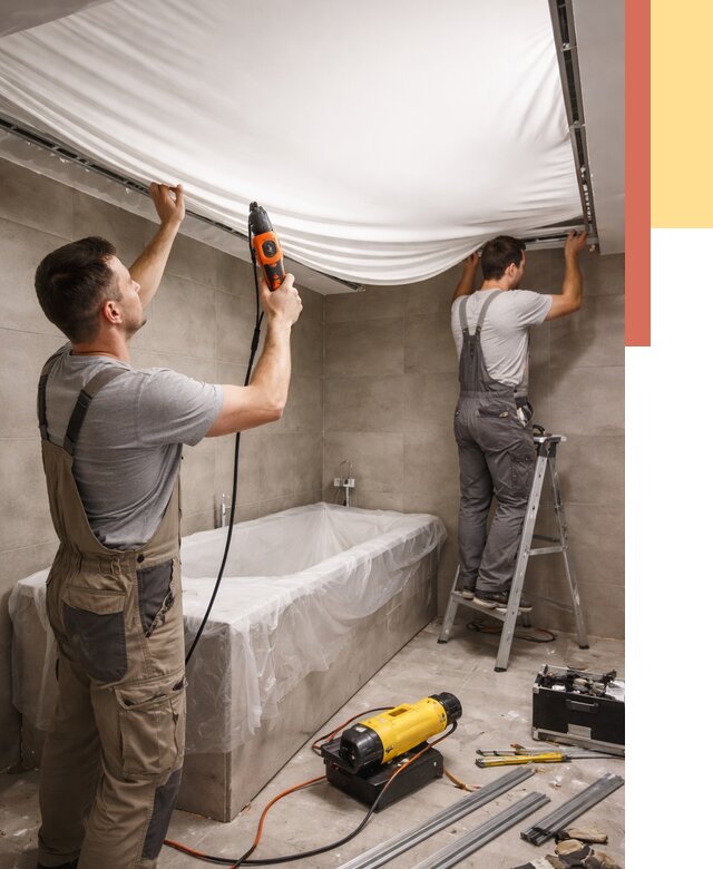 Монтаж натяжного потолка в ванной в Фурманове от 1223 руб. под ключ | ОТДЕЛОЧНИК-Фрв