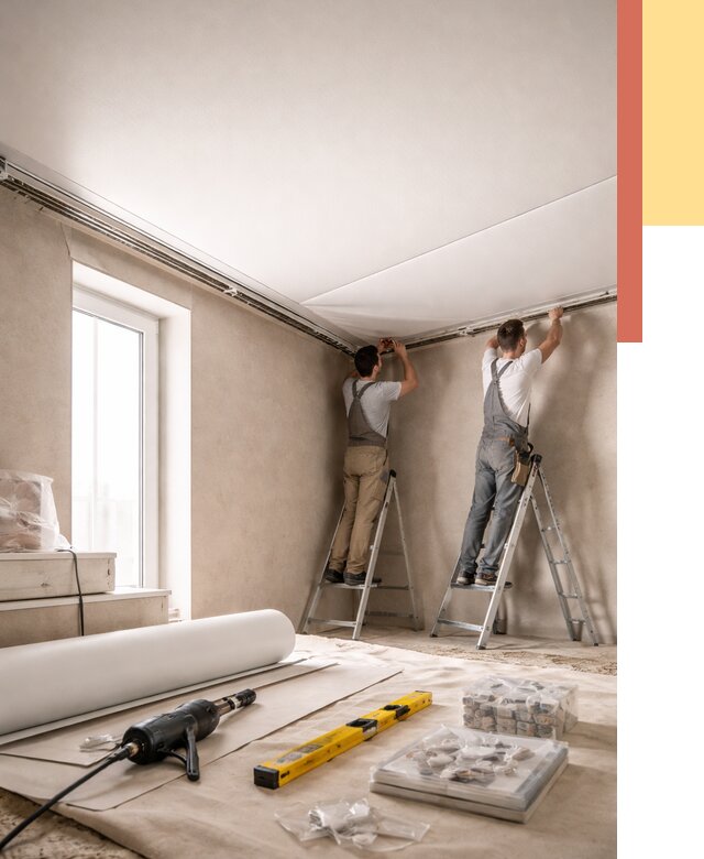 Монтаж натяжного потолка в спальне в Фурманове от 3871 руб. под ключ | ОТДЕЛОЧНИК-Фрв