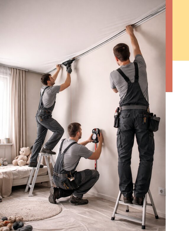 Монтаж натяжного потолка в детской в Фурманове от 3566 руб. — быстро и недорого | ОТДЕЛОЧНИК-Фрв