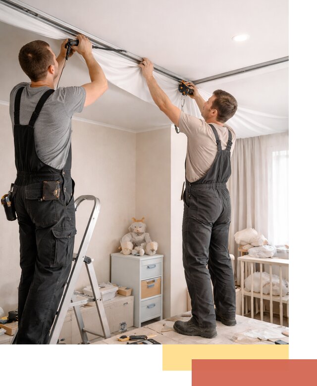 Монтаж натяжного потолка в детской комнате в Фурманове