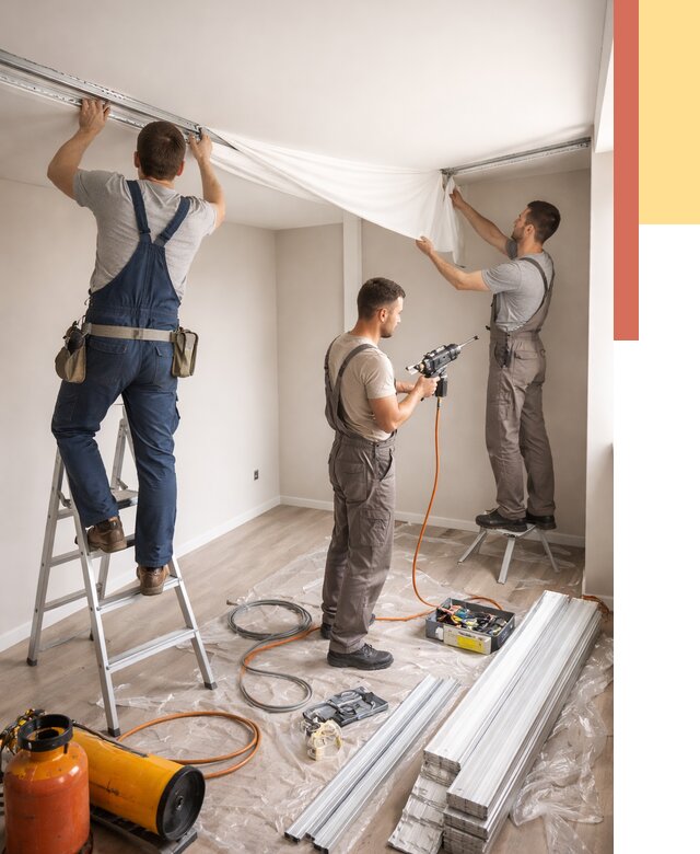 Монтаж натяжного потолка в студии в Фурманове от 5603 руб. — быстро и недорого | ОТДЕЛОЧНИК-Фрв