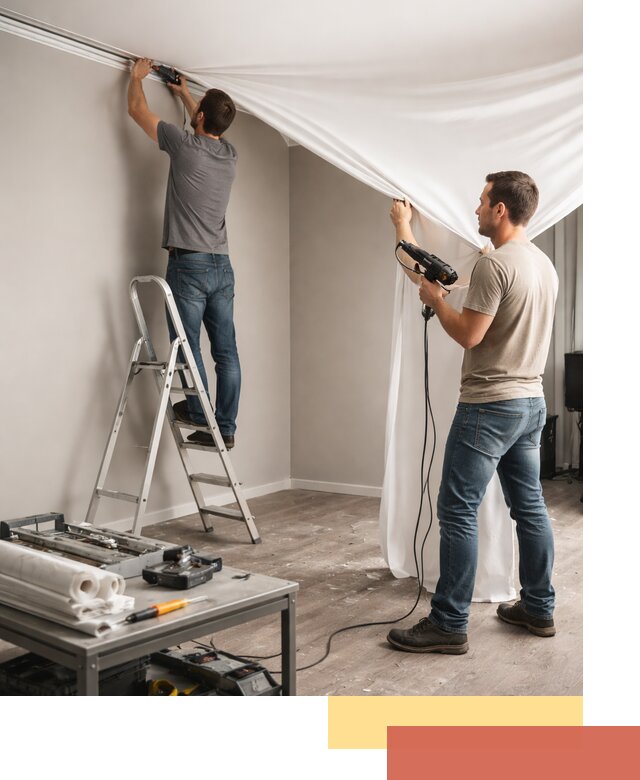 Монтаж натяжного потолка в студии в Фурманове