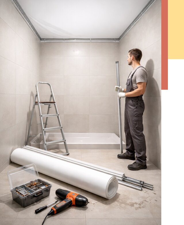 Монтаж натяжного потолка в санузле в Фурманове от 1885 руб. — ОТДЕЛОЧНИК-Фрв