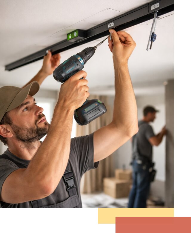 Установка трековых светильников в натяжной потолок в Фурманове