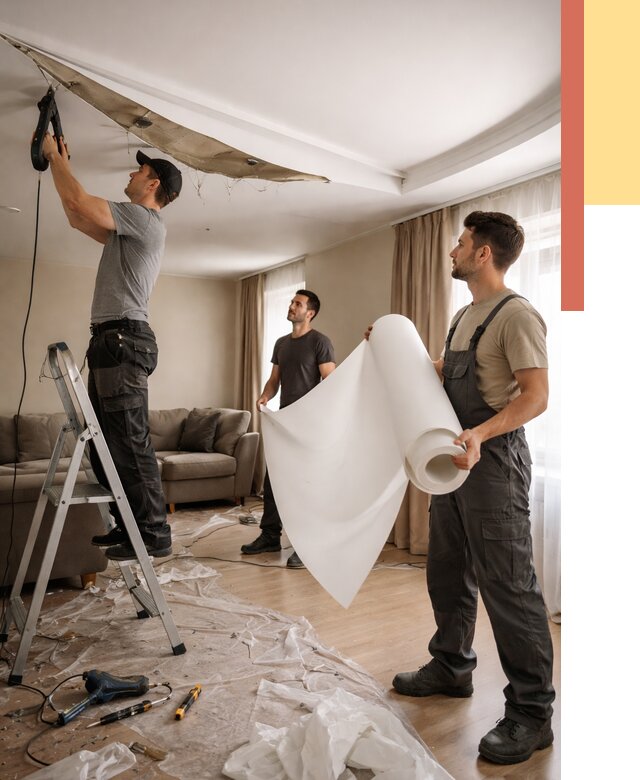 Замена полотна натяжного потолка в Фурманове от 9679 руб. быстро и недорого | ОТДЕЛОЧНИК-Фрв