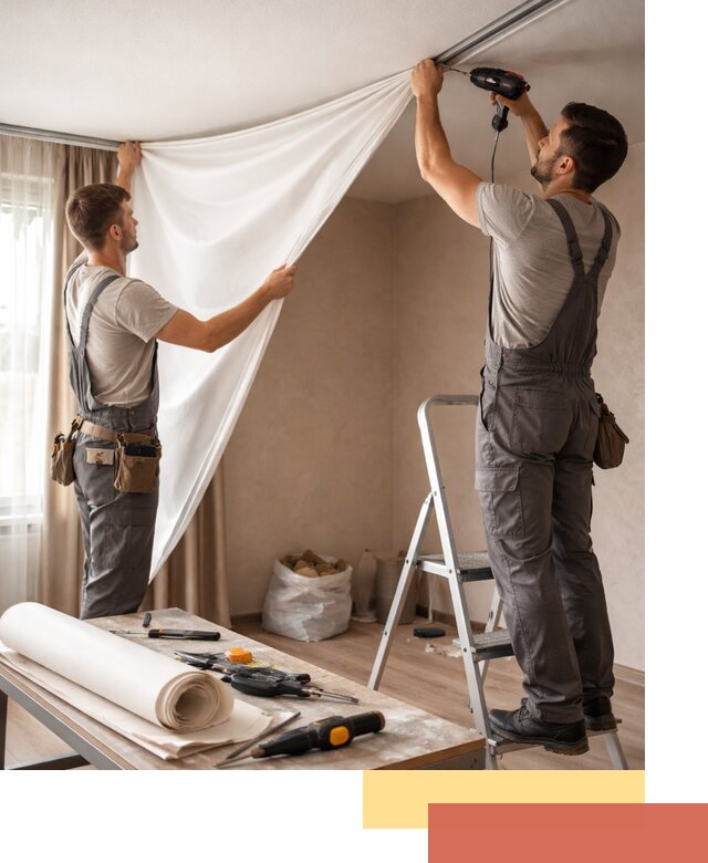 Замена полотна натяжного потолка в Фурманове быстро и качественно