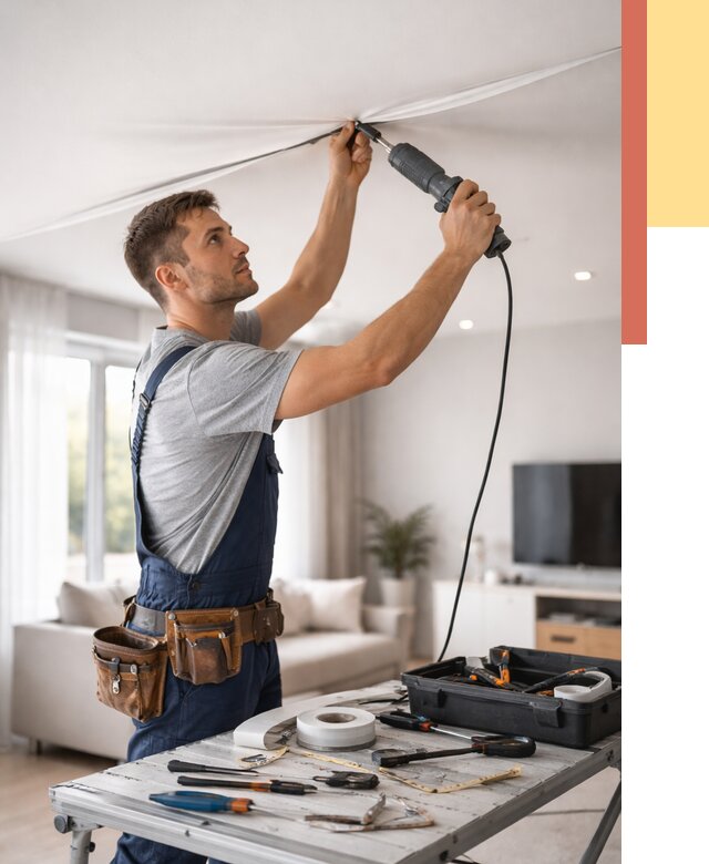 Ремонт натяжных потолков в Фурманове от 9679 руб. под ключ — ОТДЕЛОЧНИК-Фрв