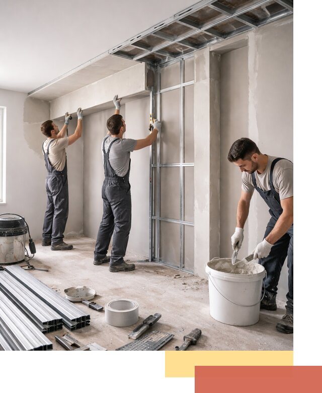 Монтаж потолка из гипсокартона с нишей в Фурманове