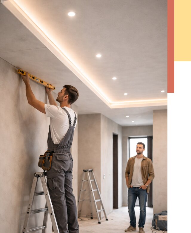 Потолок из гипсокартона с подсветкой в Фурманове от 764 руб./м2 под ключ | ОТДЕЛОЧНИК-Фрв