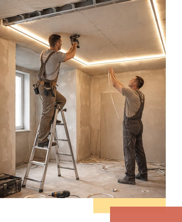 Потолок из гипсокартона с подсветкой в Фурманове