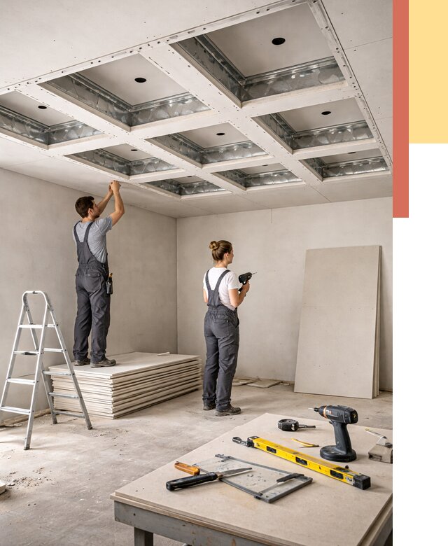 Кессонный потолок из гипсокартона в Фурманове от 1885 руб. — монтаж и под ключ | ОТДЕЛОЧНИК-Фрв