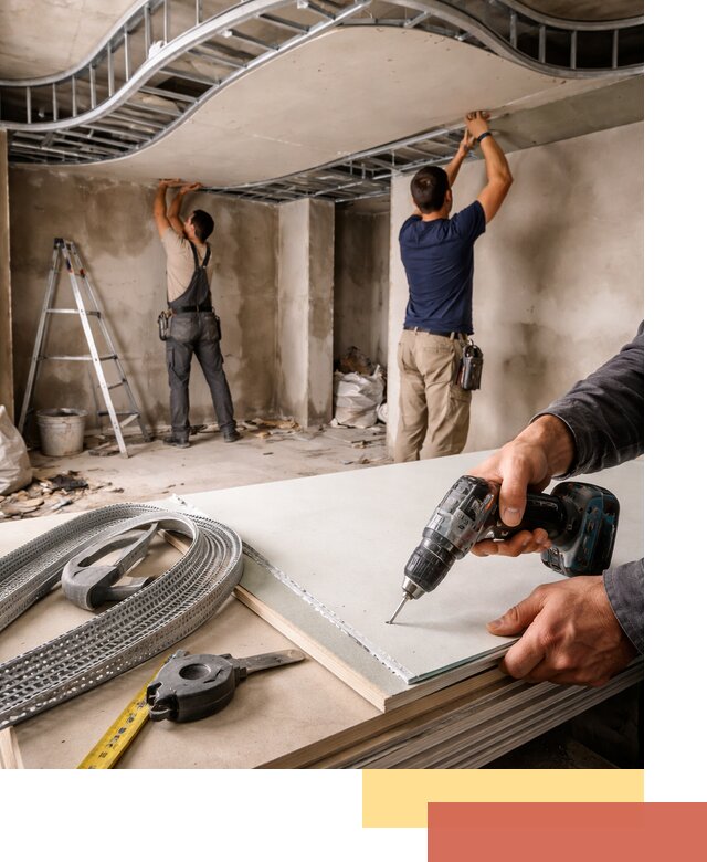 Криволинейный потолок из гипсокартона в Фурманове — монтаж и отделка