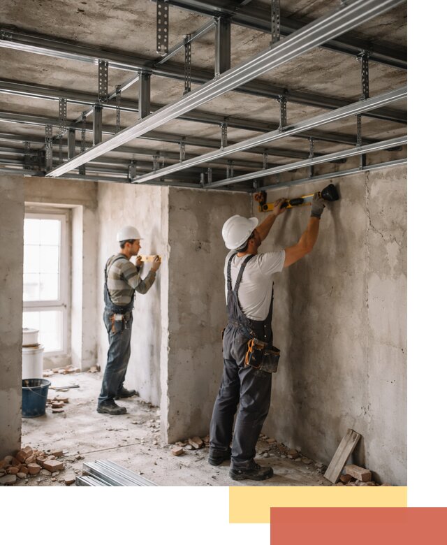 Монтаж каркаса потолка из профильного профиля в Фурманове