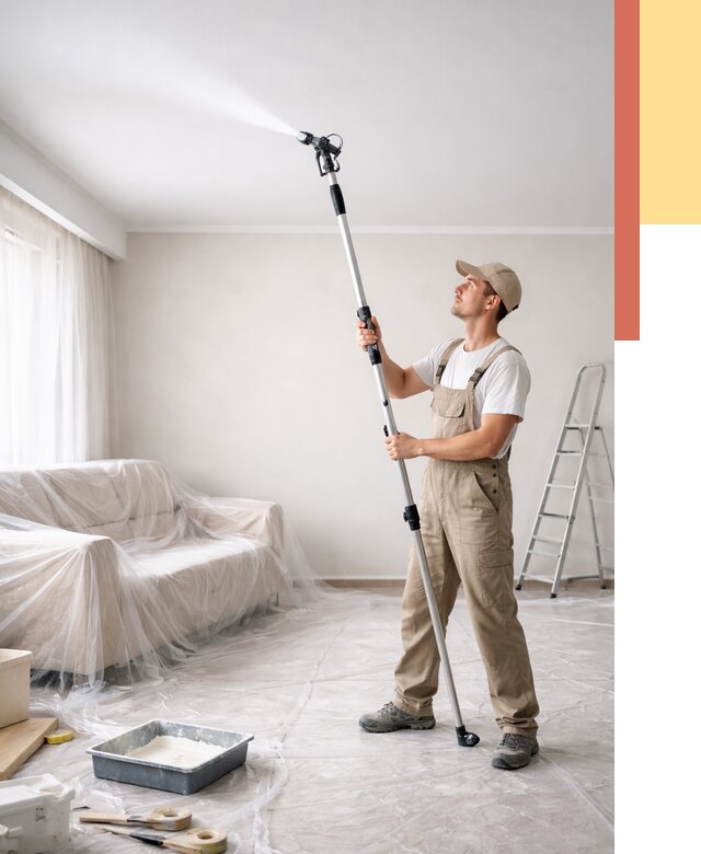 Покраска потолка краскопультом в Фурманове от 4585 руб. быстро и недорого | ОТДЕЛОЧНИК-Фрв