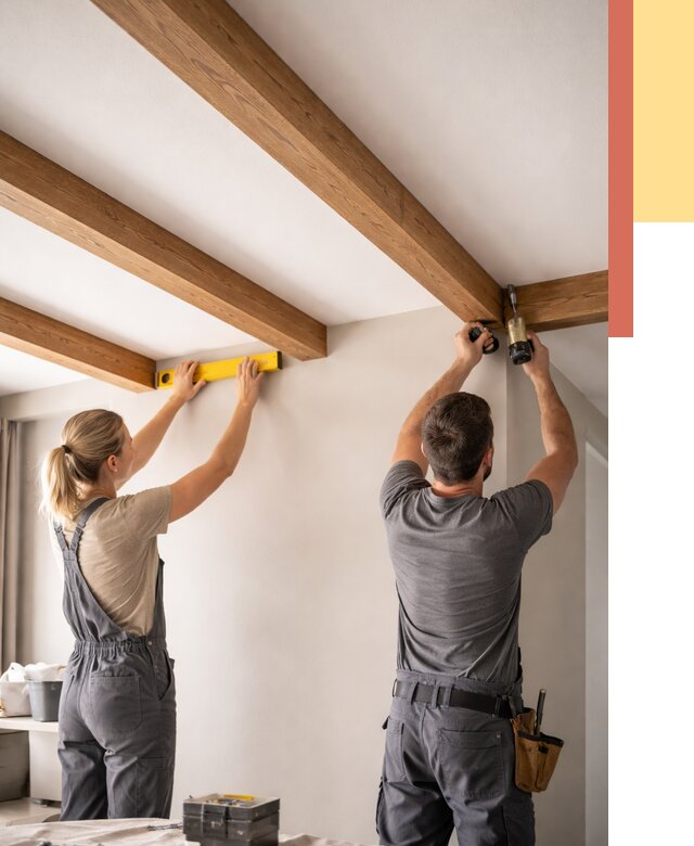 Монтаж декоративных балок на потолок в Фурманове от 4279 руб. — ОТДЕЛОЧНИК-Фрв